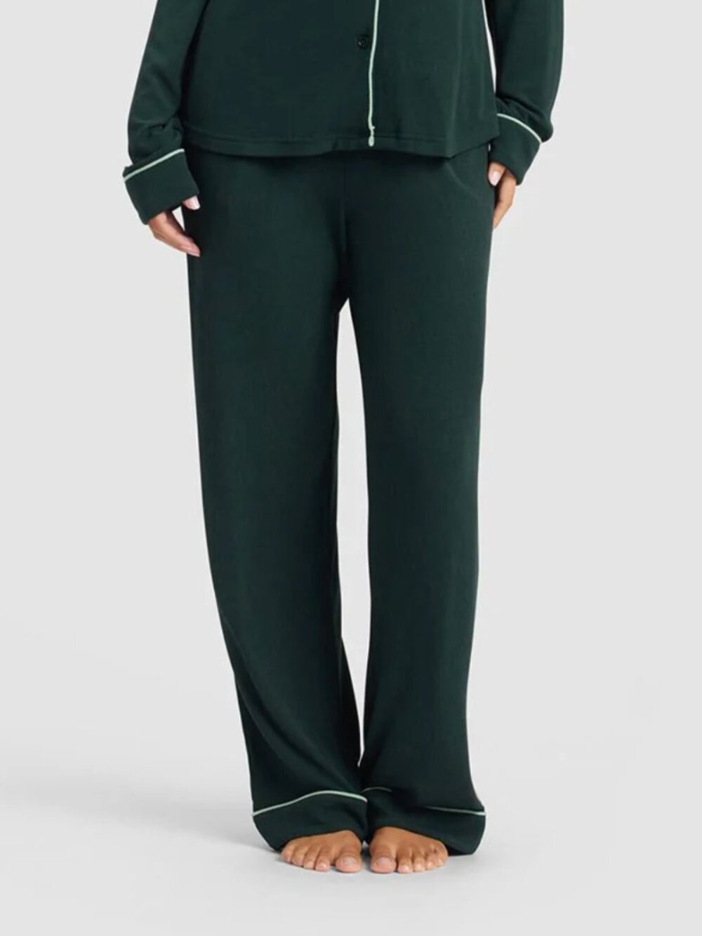 Cozy Earth Women's Bamboo Rib-Knit Classic Pajama Pant in Spruce Medium NWT